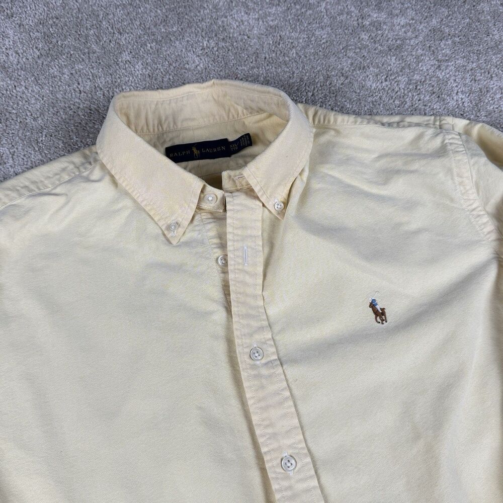 Ralph Lauren Modern Custom Fit Shirt VTG Y2K Light Yellow Flesh Pony Summer 2XL